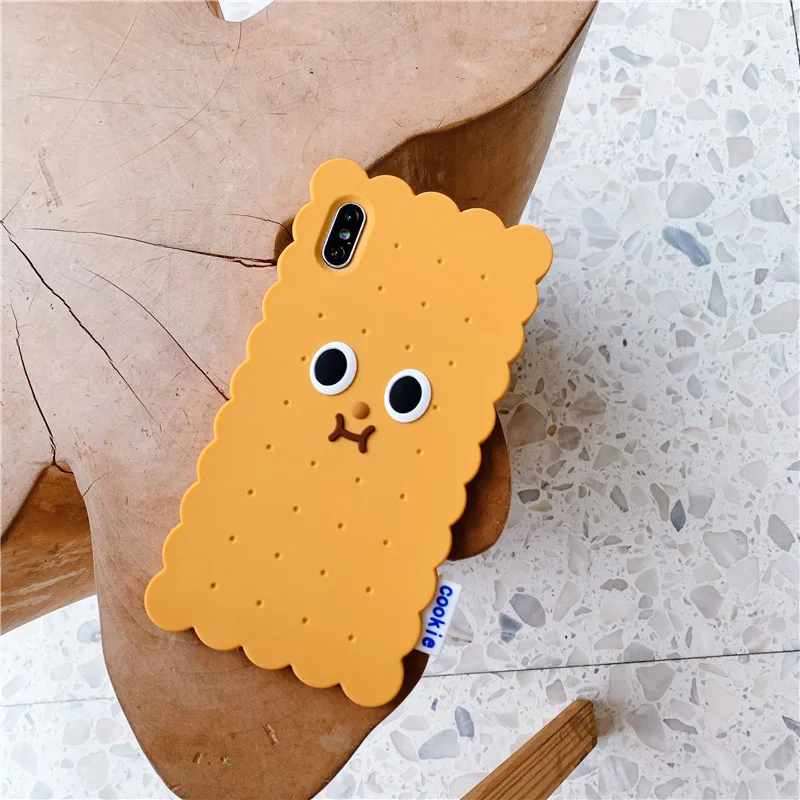 

Korean Cartoon Cute Biscuitmen Phone Case For iPhoneXr XS MAx X Fashion Funny Cookie Shell For iPhone8 7Plus Silicone Soft Cover