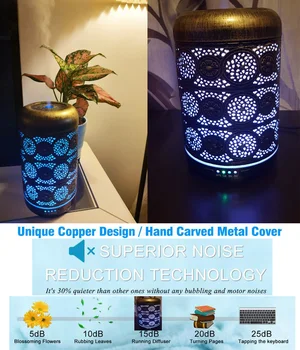 

Essential Oil Metal Diffusers 260mL Aromatherapy Aroma Diffuser 7 Color Night Lights for Bedroom Cool Mist Humidifiers