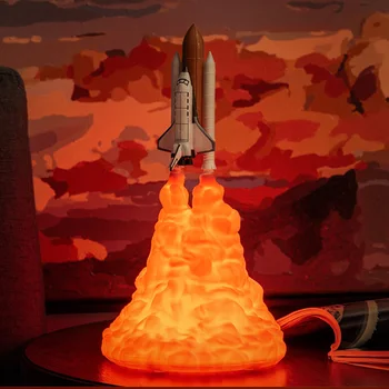 

Rocket Space Shuttle Lamp and Moon lamps Led Night Light By 3D Print For Home Decorative Lights luminary Children Gifts Bedside