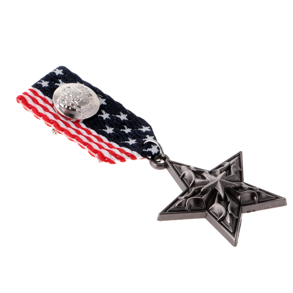 Military Uniform Ribbon Pin Brooch Badge Award Navy Style Star Medal Brooch Pin
