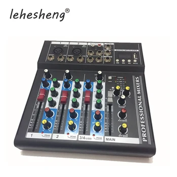 

LED Display Professional Audio Mixer F4 Reverberation Effect Stereo USB Bluetooth Function Console Live Show Recording Karaoke