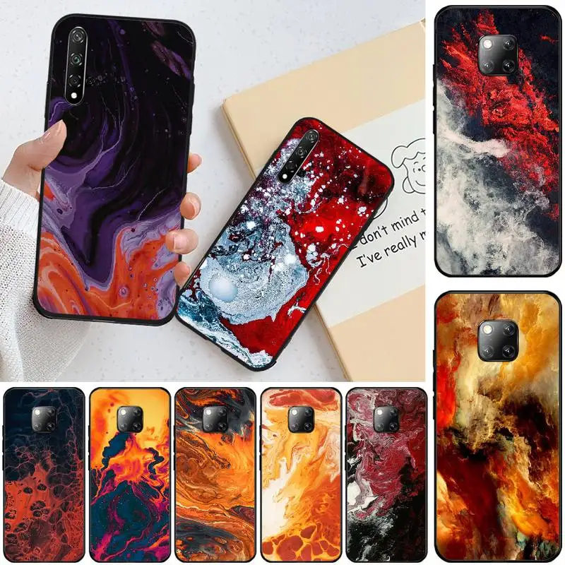 

Plasma flame red natural texture Black TPU Soft Phone Case Cover For Honor 20 20lite view20 7C 8C 7A 8A 10i 20i PLAY 9X Pro