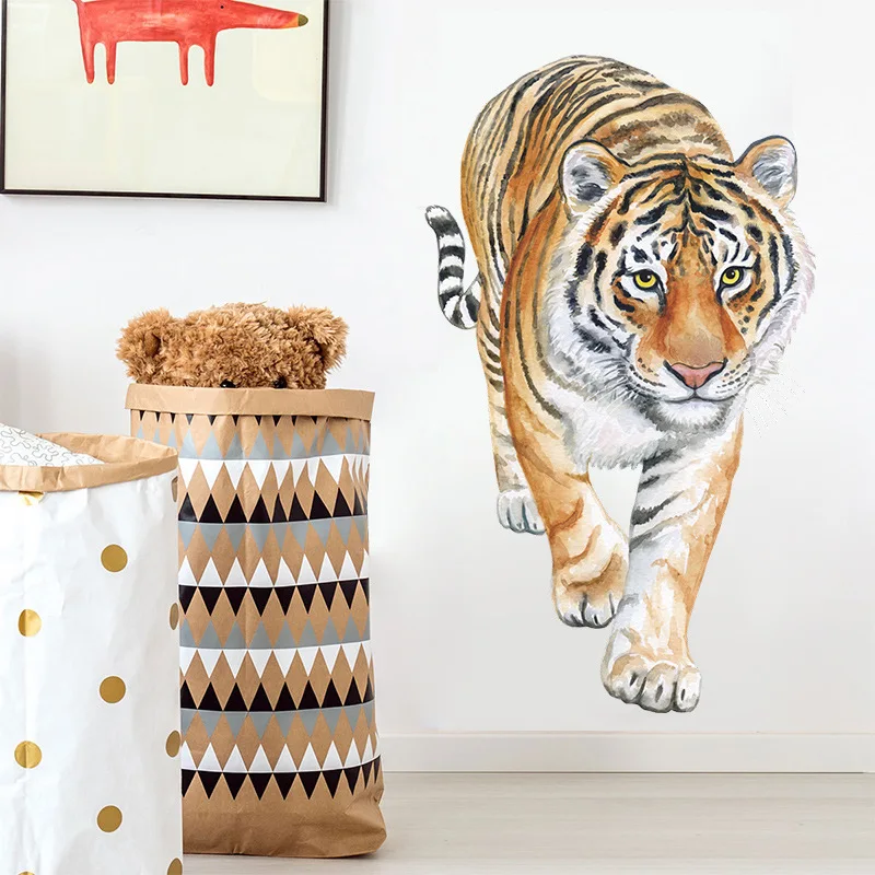 Tiger Wall Murals Animal Wallpaper Sticker Kids Bedroom Decoration Living Room Home Decor Decovative Door Decal Art | Дом и сад