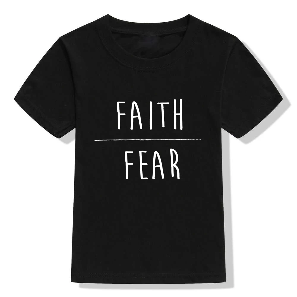 Faith Over Fear Детская рубашка детский Кристиан рубашка вера рубашки дети христианской Детские футболки для девочек и мальчиков Кристиан футболки