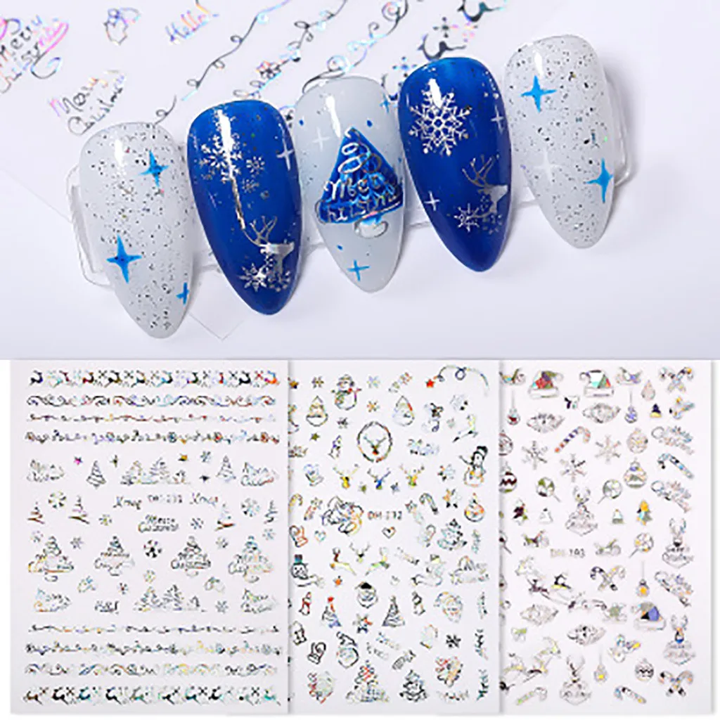

Christmas Nail Sticker Bronzing Santa Claus Nail Ornament Christmas Nail Decal Nail Art Stickers DIY Nail Art Decoration