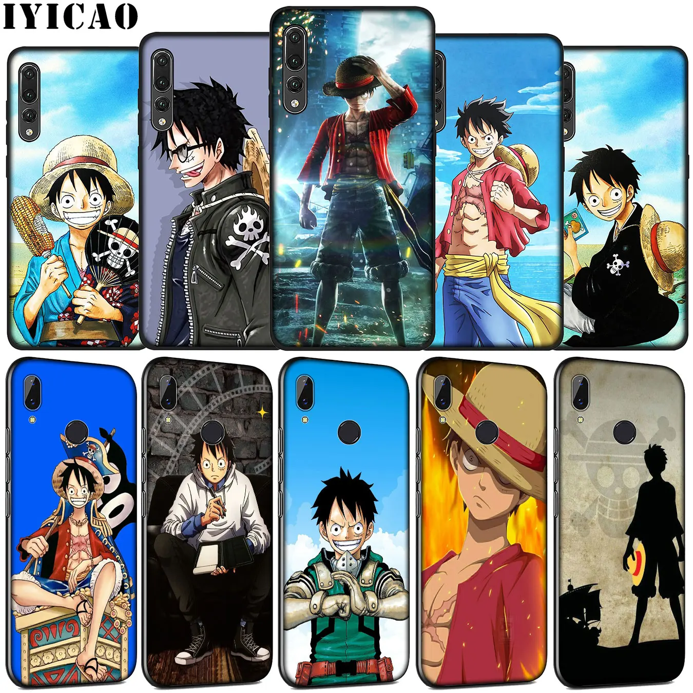 IYICAO Luffy one piece Soft Silicone Case for Huawei P30 P20 Pro P10 P9 Lite Mini 2017 2016 Black Cover P Smart Z 2019 | Мобильные