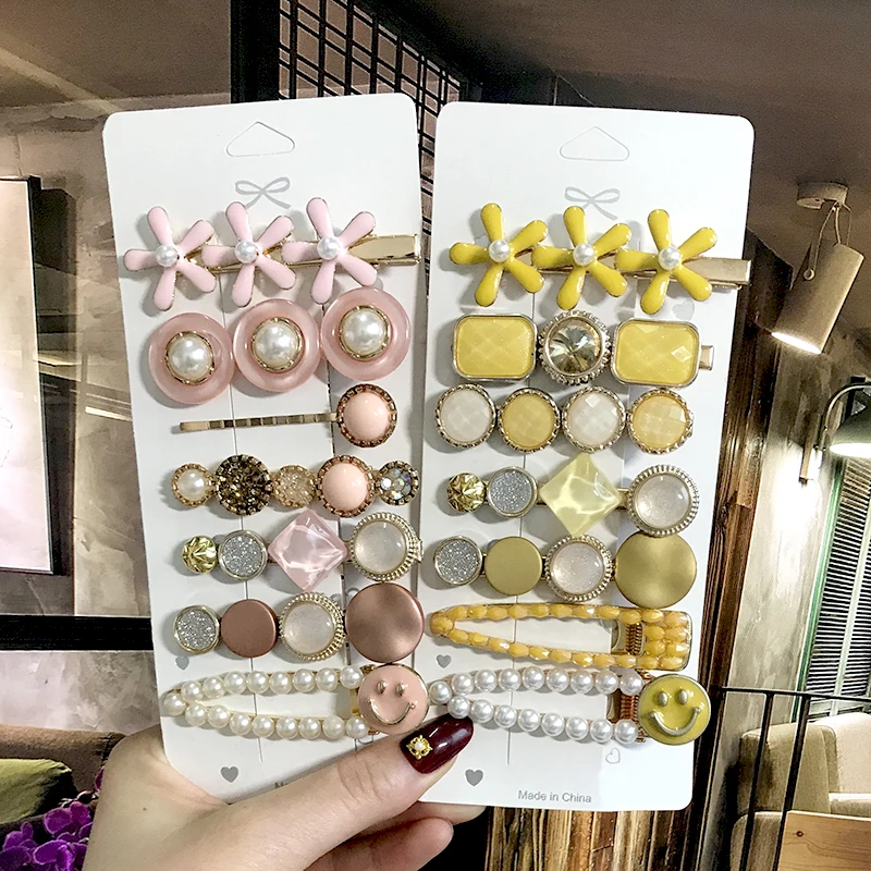 

Korean New Hair Clip Barrettes For Women Fashion Simple Pearl Crystal Geometric Side Clip Headwear Hair Accessories Wholesale