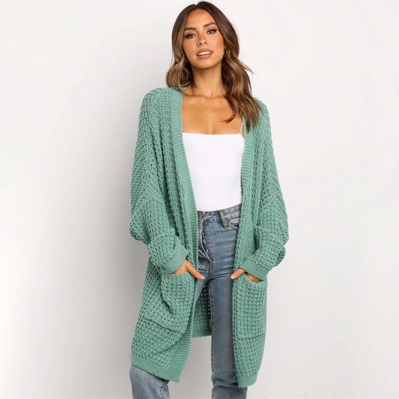Fitshinling Oversize Knitted Long Cardigan For Women Pockets Slim Solid Winter Coat Jacket Female Sleeve Sweaters Cardigans |