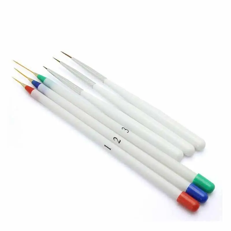 6PCS 12 шт./5/3/1 шт Нейл-арт Лайнер Кисть для рисования Стразы DIY инструменты УФ-гель Акриловые Советы сетки в полоску чертежный карандаш для маникюра, инструменты - Цвет: 6PCS