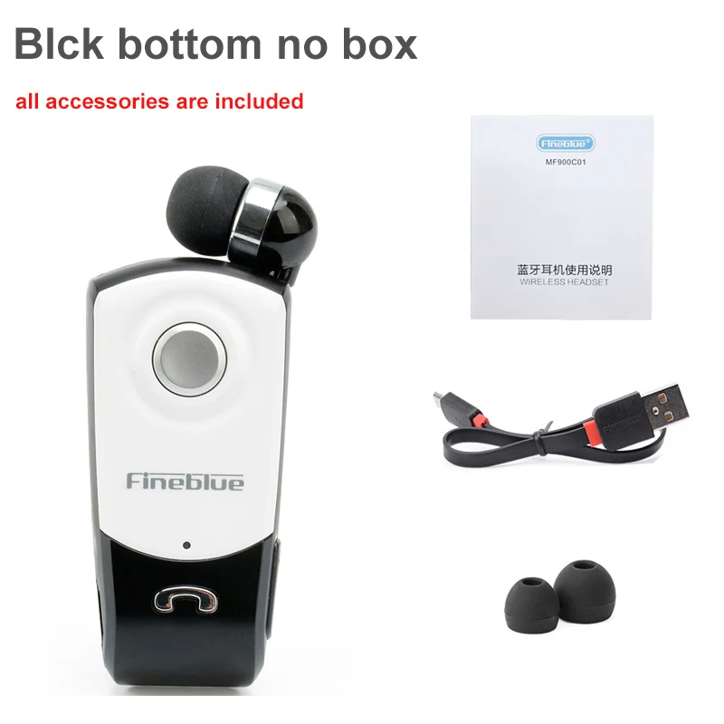 Black bottom no box FineBlue F960 беспроводной Bluetooth V4.0 наушники вызов Вибрация напоминание шумоподавление износ пульт на прищепке Handsfree наушники с микрофоном - Цвет: Black bottom no box