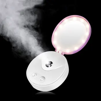 

2 in 1 Portable USB Rechargeable Makeup Mirror LED Nano Mist Sprayer Facial Humidifier Steamer Facial Skin Beauty Vanity Mirror