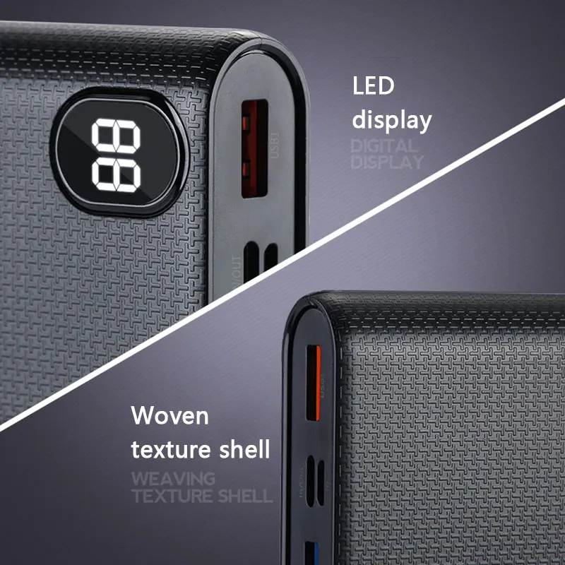 20000 мАч power Bank Быстрая зарядка для Iphone 8P XS MAX PD QC3.0 светодиодный дисплей Внешняя батарея зарядное устройство для Xiaomi samsung