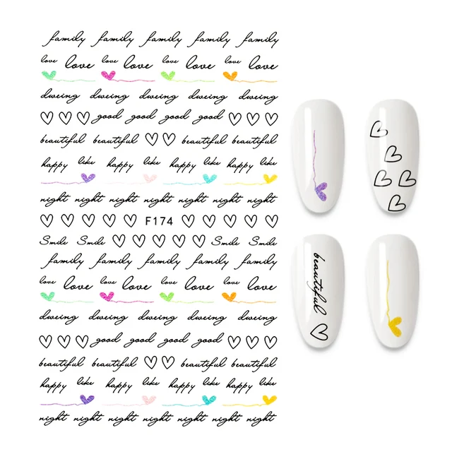 3D Nail Stickers Leaves Butterfly Panda Love Heart Design Stickers For Nails Manicure Foil Nail Art Decor pegatinas para uñas A140057