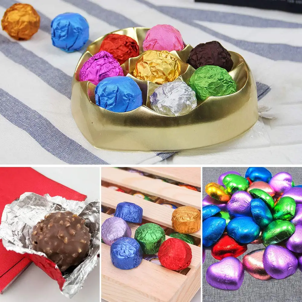 METABLE 800 Pieces 8 Colors Chocolate Candy Wrappers Aluminium Foil Packaging for DIY Candy Packaging Decoration