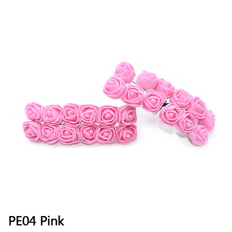 PE04 72 шт/144 шт многоцветные мини поролоновые розы искусственные фоамиран цветок свадебные цветочные украшения для самодельного изготовления венок подарочные принадлежности - Цвет: PE04