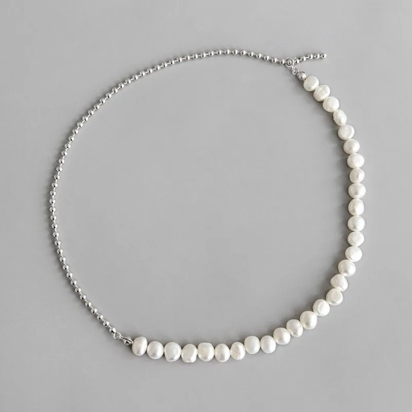 

925 Sterling Silver Pendant Necklaces Baroque Freshwater Pearl Choker Necklace Clavicle Necklace Pendants for Women Fine Jewelry