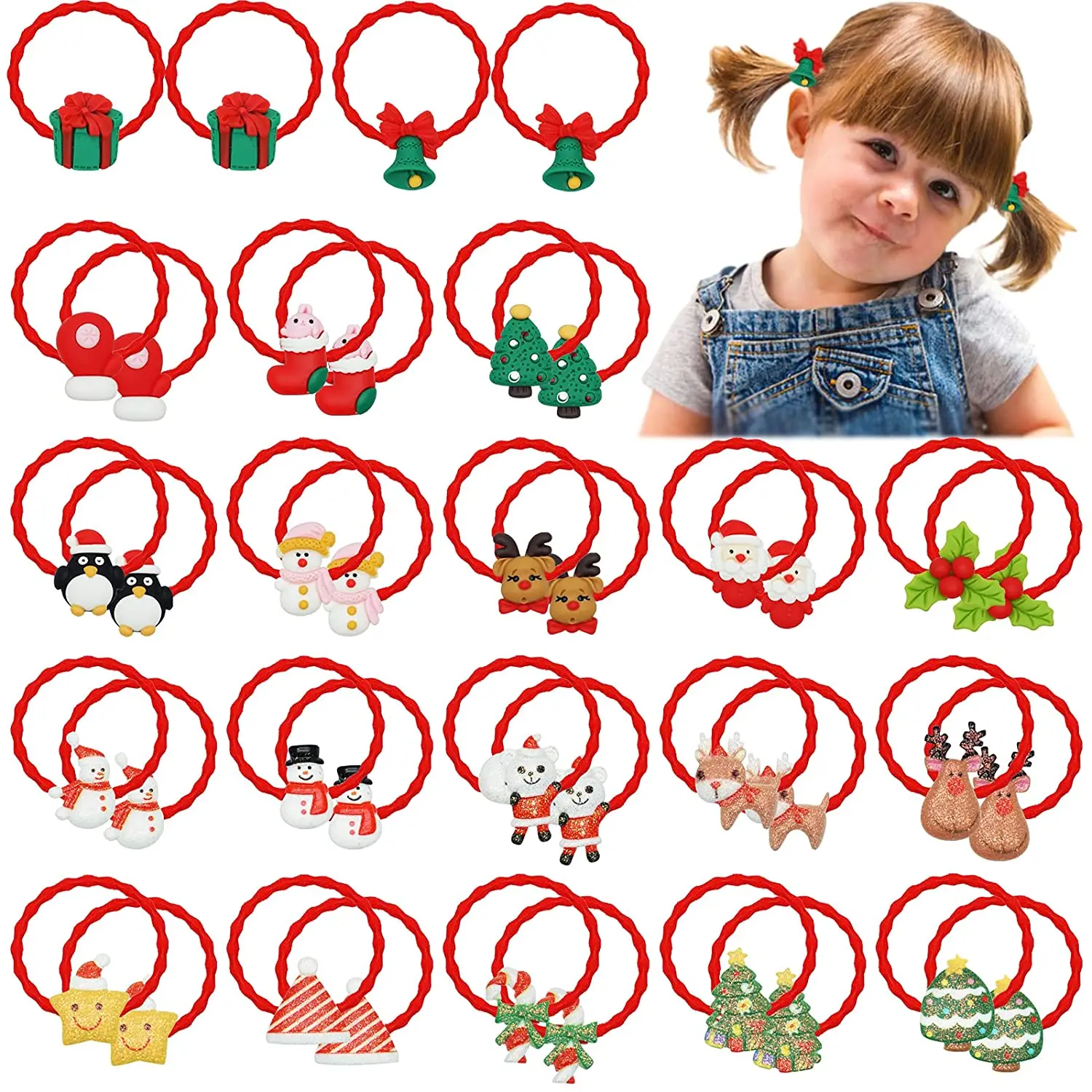 

20/30/40Pieces Baby Girls Hair Ties Cute Baby Bows Ties Elastic Hair Bands Christmas Hair Accessories for Infants Toddlers Kids