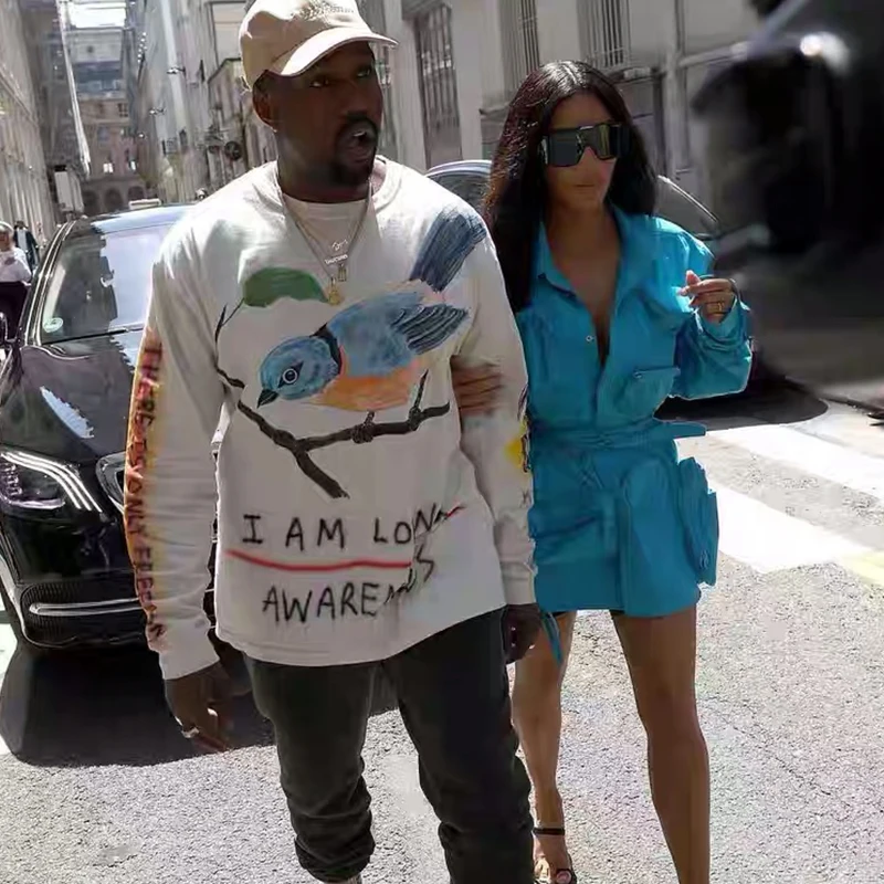 Kanye West череп пуловер, свитшот с принтом Для мужчин Уличная граффити кофты Малыш см Призрак Толстовка в стиле «хип-хоп» для Для женщин