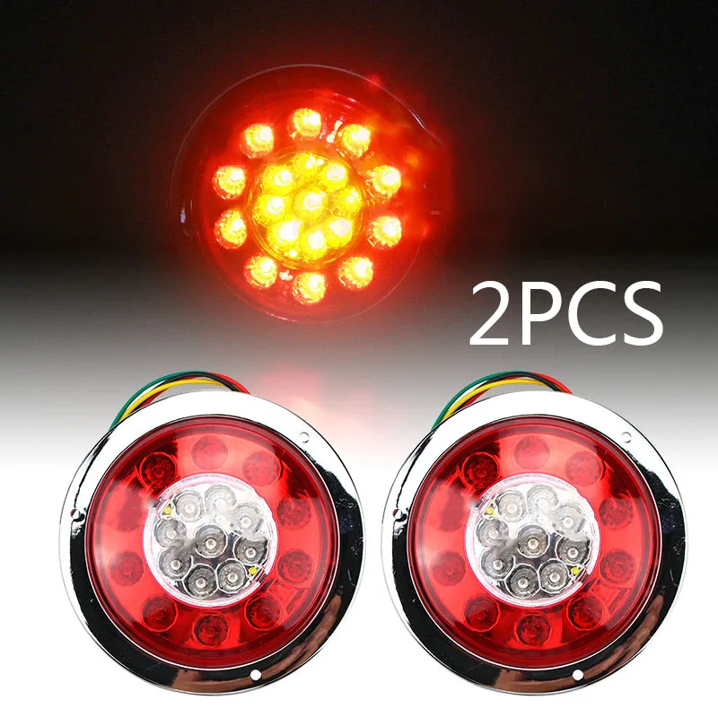 2 шт 4 круглые красные/Янтарные 16LED грузовые трейлеры тормозные поворотные сигнальные задние фонари лампы