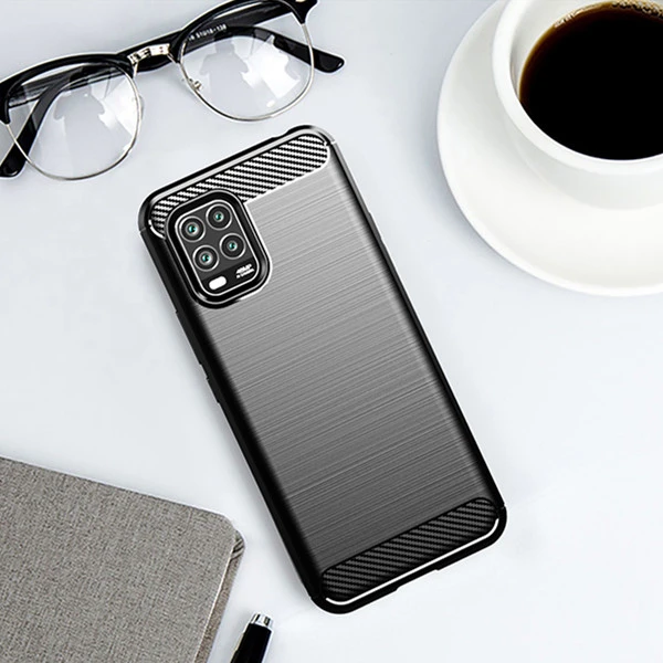Чехол для Xiaomi Mi 10 Lite 5G резиновый бампер силиконовый чехол из углеродного волокна