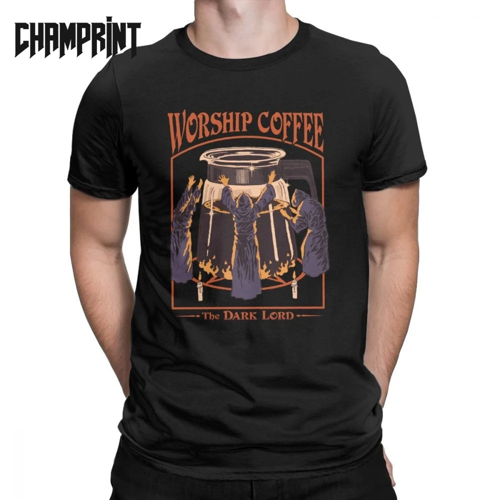 Мужские поклонения кофе Devils демоны Ужасы футболки 80s 70s Caffeine Addict хлопковая одежда