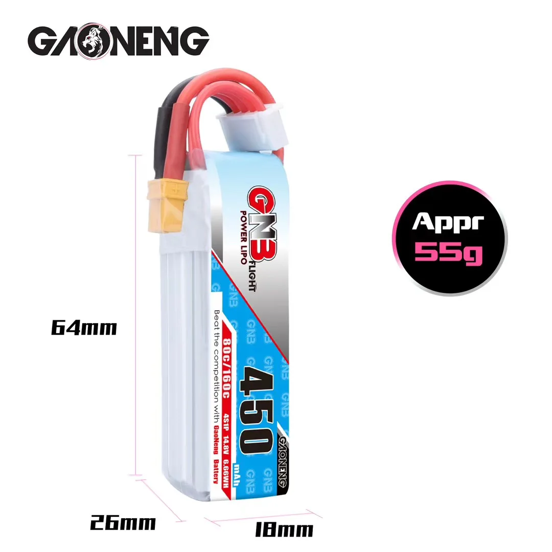 Gaoneng GNB 7,4 V 2S 11,1 V 3S 4S 14,8 V 450MAH 80C Lipo аккумулятор XT30 разъем для CineBee Cine Whoop BetaFPV Дрон RC Квадрокоптер