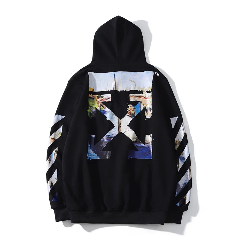 Картина маслом arrow 19ss Off-White OW мужчины/женщины влюбленные пары Осень Зима Повседневная хлопковая толстовка худи свободный жакет с капюшоном