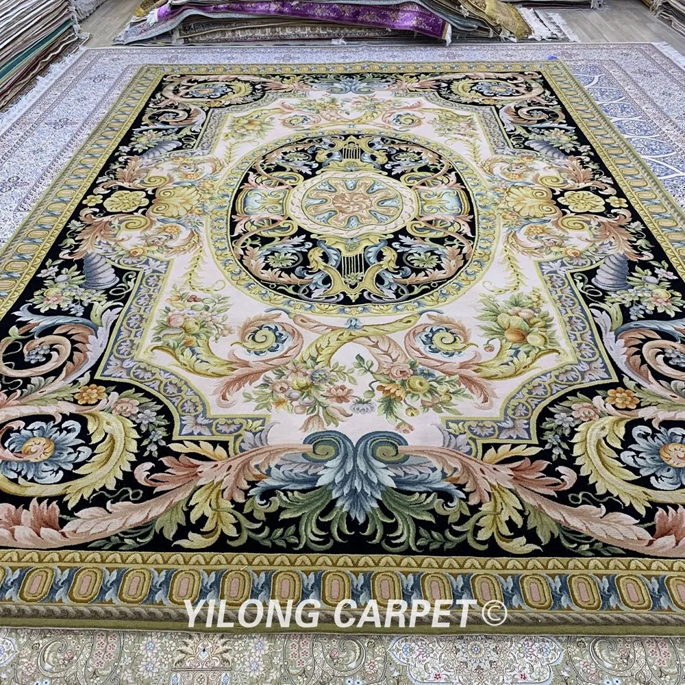 Yilong 10'x14 'персидский бежевый ковер ручной работы из шерсти(ZSH014W