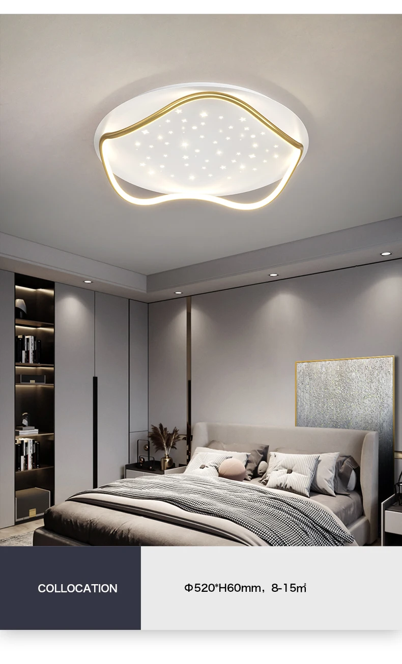 Bedroom light minimalist Nordic master bedroom light Nordic ins room light simple modern light luxury led ceiling light black chandelier