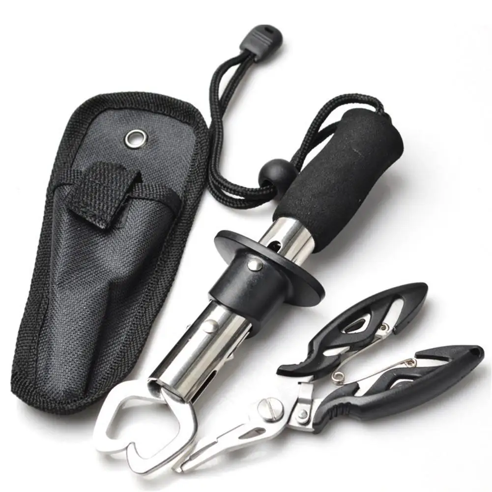 Controlador de Peixes + Multifunções Inoxidável Alça Reta Alicate Isca Kit Pesca Aço 2 + multifunções alicate isca kit pesca
