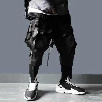 

2020 Men Multiple pockets Cargo Harem Pants Hip Hop Casual Male Ninja Tactical Joggers Trousers Streetwear SA-8