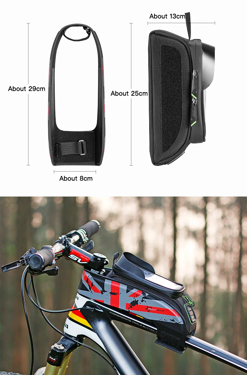 Discount ROCKBROS Phone Bicycle Bike Bags Rainproof 5.8/6.0 Phone Case Touch Screen Cycling Bicycle bags Panniers Frame Bike Accessories 6