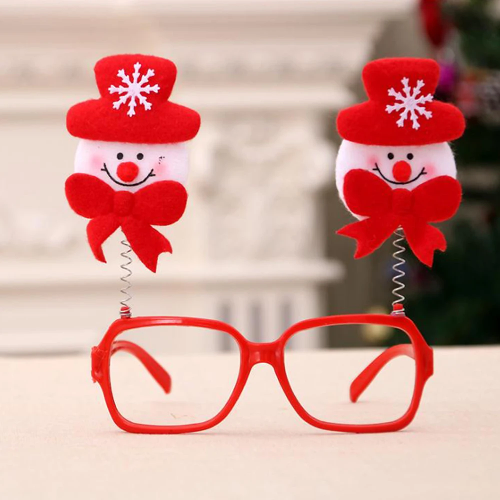 Snowman 1 шт., милые Рождественские декоративные очки, рамка, мульти-узор, Санта Клаус, снеговик, медведь, лось, новогоднее, Рождественское украшение для детей - Цвет: Snowman