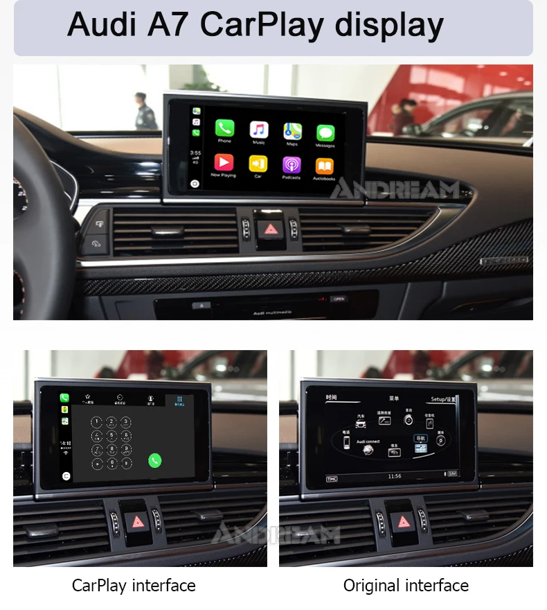 Best Andream Wireless Carplay Interface box and Android Auto For For AUDI A8 Original Screen Update MMI system Mirror-link 4