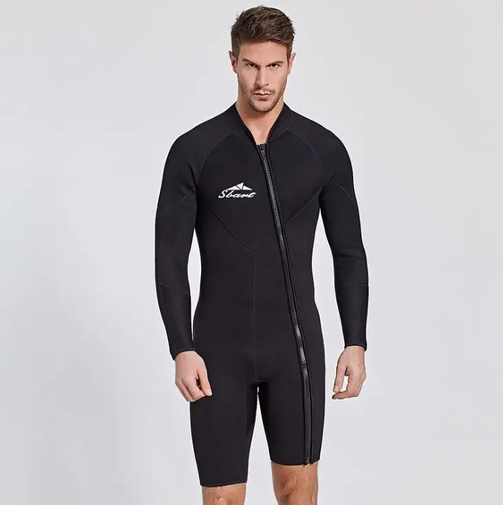 

Sbart Long Sleeve Short Pants One Piece Wetsuit Men Neoprene 3MM Diving Suit Thermal Sunscreen Triathlon Sailing Surfing Clothes
