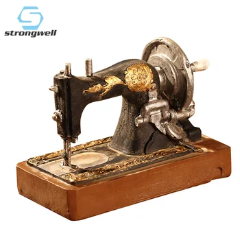 

Strongwell Retro Sewing Machine Model Crafts Vintage Miniature Figurines Resin Craft Nostalgic Home Decoration Birthday Gifts