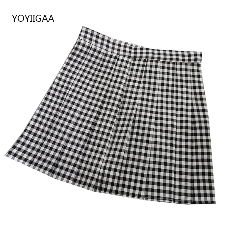 Summer Women Pleated Skirt High Waist Female Plaid Skirts Preppy Style Ladies Girls Dance Mini Skirt Fashion Chic Woman Skirts