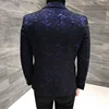 Blazer de luxe pour fête, automne pour hommes, blouson en fil brillant pour hommes, rouge, bleu, noir, veste de costume d'affaires, coupe cintrée, manteau d'affaires ► Photo 3/6