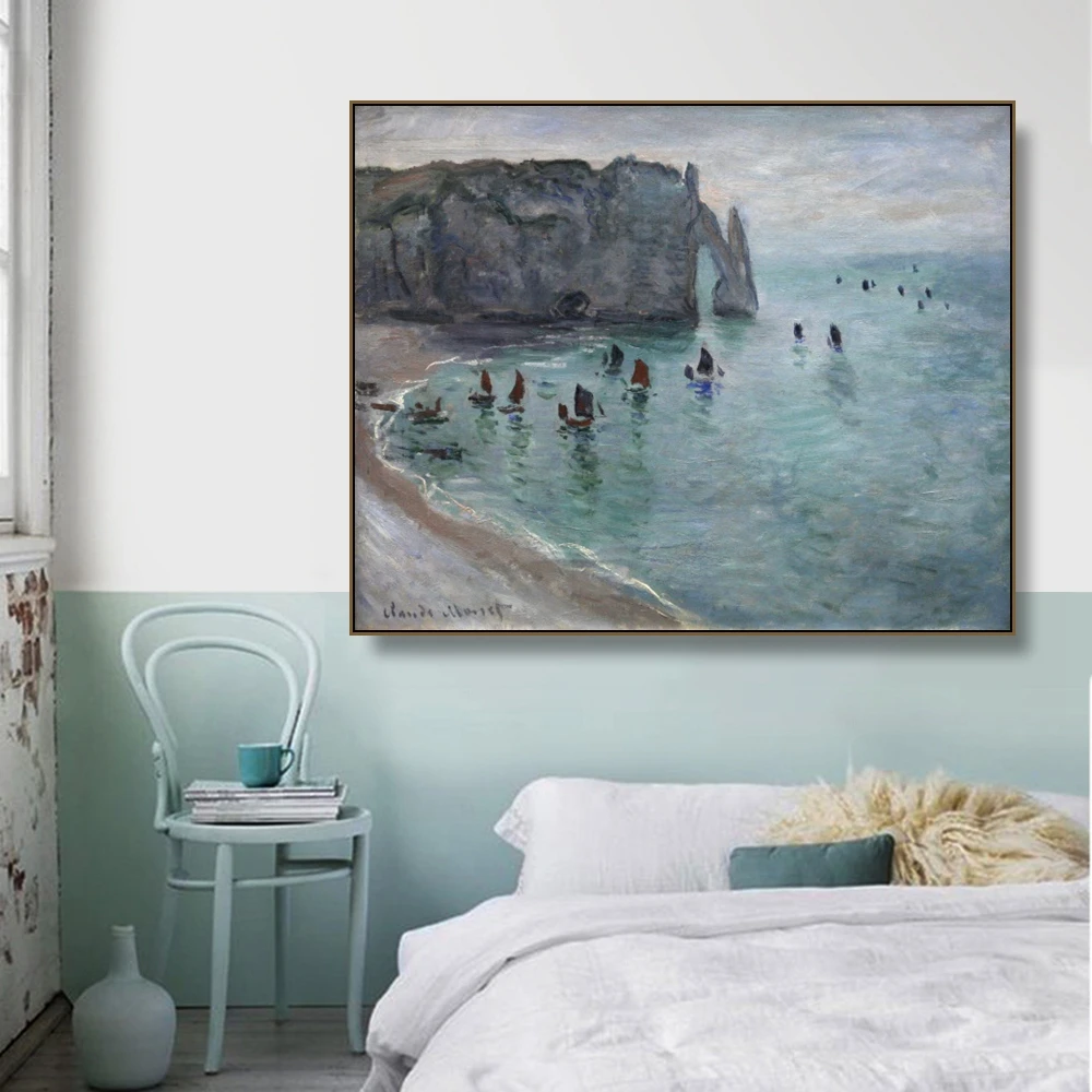 

Cliffs of Etretat by Monet Wall Pictures Posters Print Canvas Painting Calligraphy Decor Picture for Living Room Home Decor