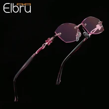 Elbru ультра светильник, анти-синий светильник, бескаркасные очки для чтения, женские очки высокого качества в стиле ретро, цветочные очки для пресбиопии с+ 1,0 до+ 4,0