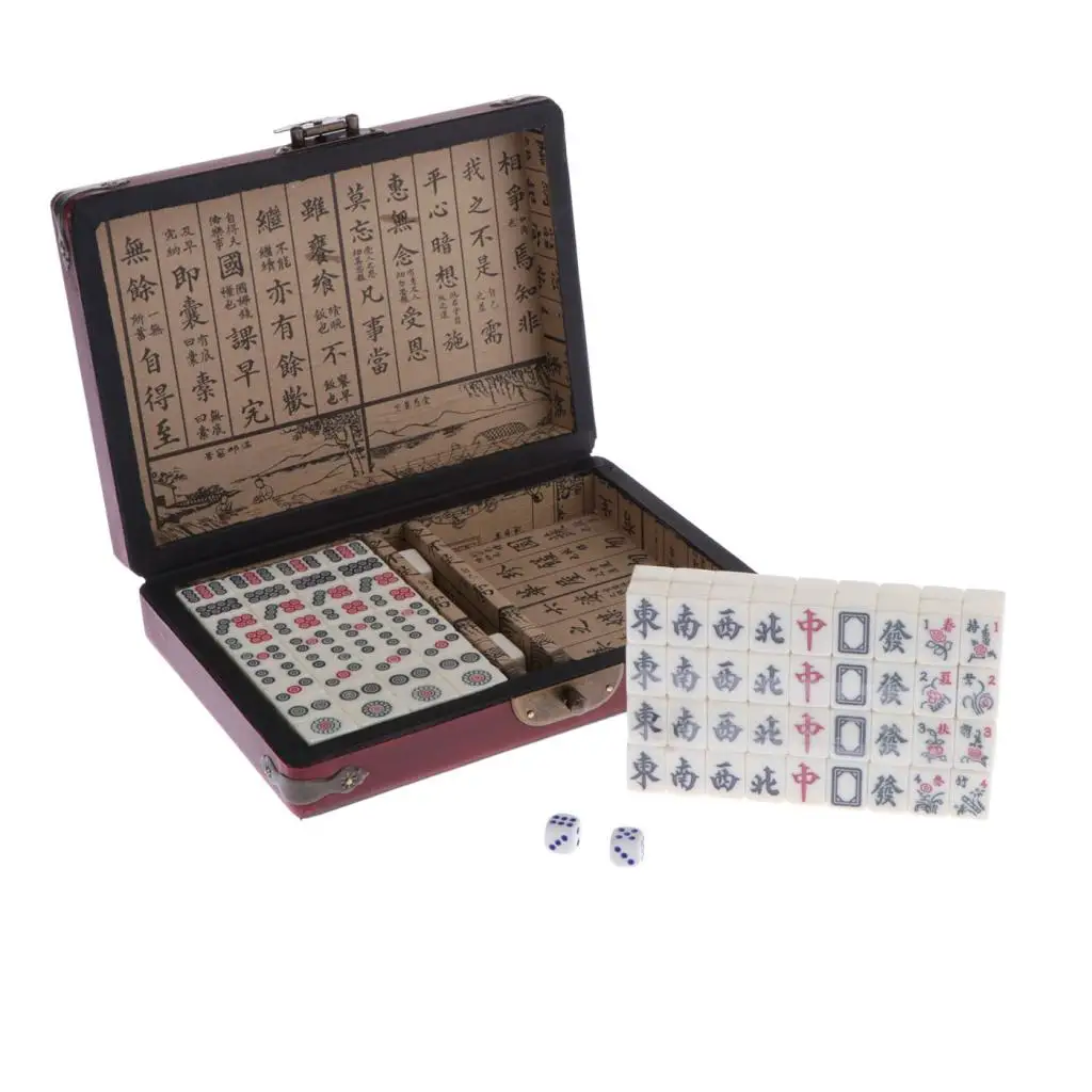 Portable Mini Mahjong Chinese Traditional Game Tiles 144 Set Travel Outdoor
