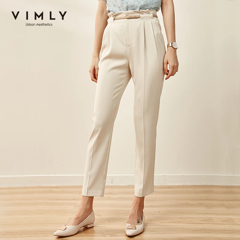 Vimly 2020 Summer Office Lady Pencil Pants Elegant Women Formal Slim Solid High Waist Belt Vogue Female Knee Length Pants F1028 Vimly 2020 Summer Office Lady Pencil Pants Elegant Women Formal Slim Solid High Waist Belt Vogue Female Knee Length Pants F1028