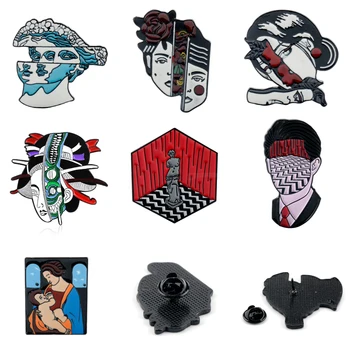 

Drama Fragmented Human Face Brooch Creative Art Dark Adventures Style Jewelry Enamel Pins&Brooches Gift