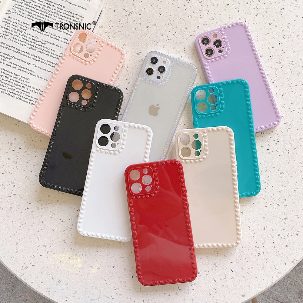 Glossy Love Dots Phone Case for iPhone 12 11 Pro Max XR XS MAX Soft Luxury Red Black Girls Case for iPhone 6s 7 8 Plus Cover Hot iphone 8 cardholder cases