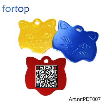 

100pcs-stock cat face id tag/mental pet necklace /can printing your logo /pet goods for you promotion and logo name tag