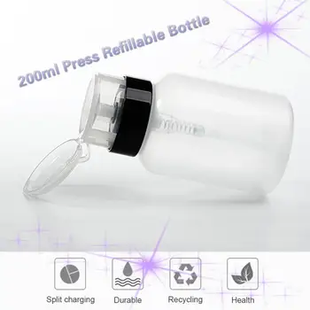 

Empty Clear Nail Polish Remover Bottling Nail Art Pump Dispenser Remover Alcohol Liquid Press Refillable Bottle Spary Bottle 200