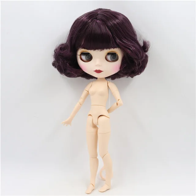 ICY factory шарнирная кукла blyth черный микс фиолетовый волос соединение тела матовое лицо 30 см 1/6 игрушка - Цвет: white matte face