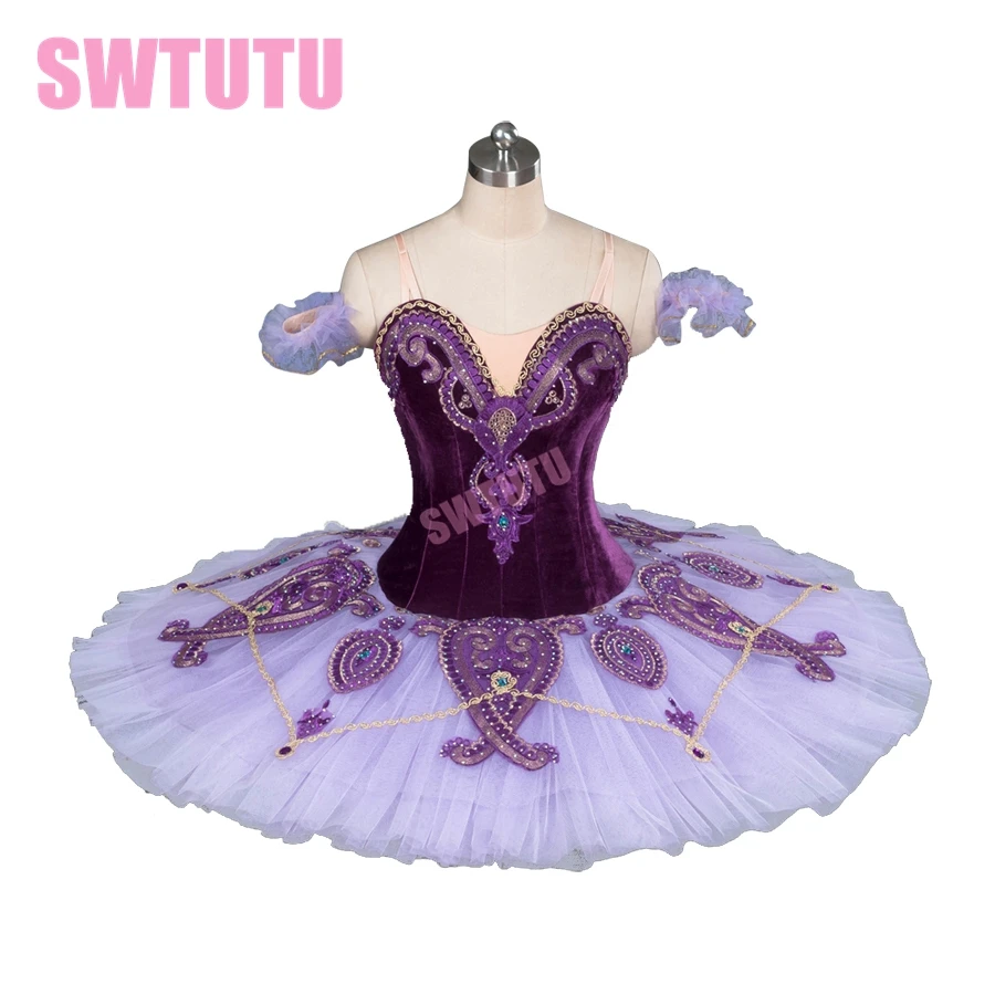 

New Arrival! purple professional ballet tutu with velvet purple pancake tutu ballerina tutusBT9085