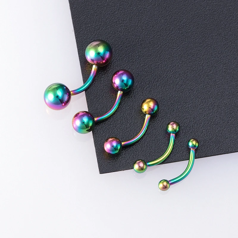 Piercing A Bilanciere Curvo In Acciaio Chirurgico Turchese - Foto 7