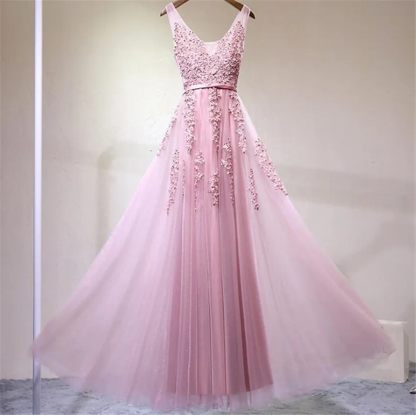 На заказ вечернее платье с кружевной аппликацией vestidos de boda invitada Sashes Dercation Flooe length vechernee Party